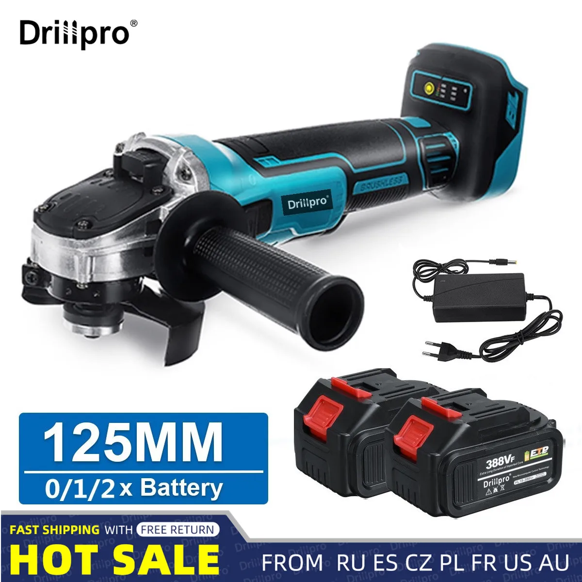 Drillpro 100/125Mm Brushless Cordless Smerigliatrice Angolare Li Batteria Lucidatrice Elettrica Tagliatrice Utensili Elettrici Per Batteria Makita