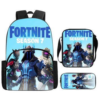 3pcs Set School Backpack with With Front Pocket , Crossbody Bag Pencil Case Cute ,Cartoon Fortnite Kids School Bags for Age 5-8 1
