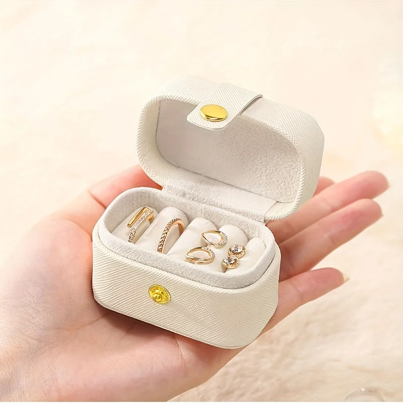 Mini Pink Ring Storage Box Multi Grids Portable