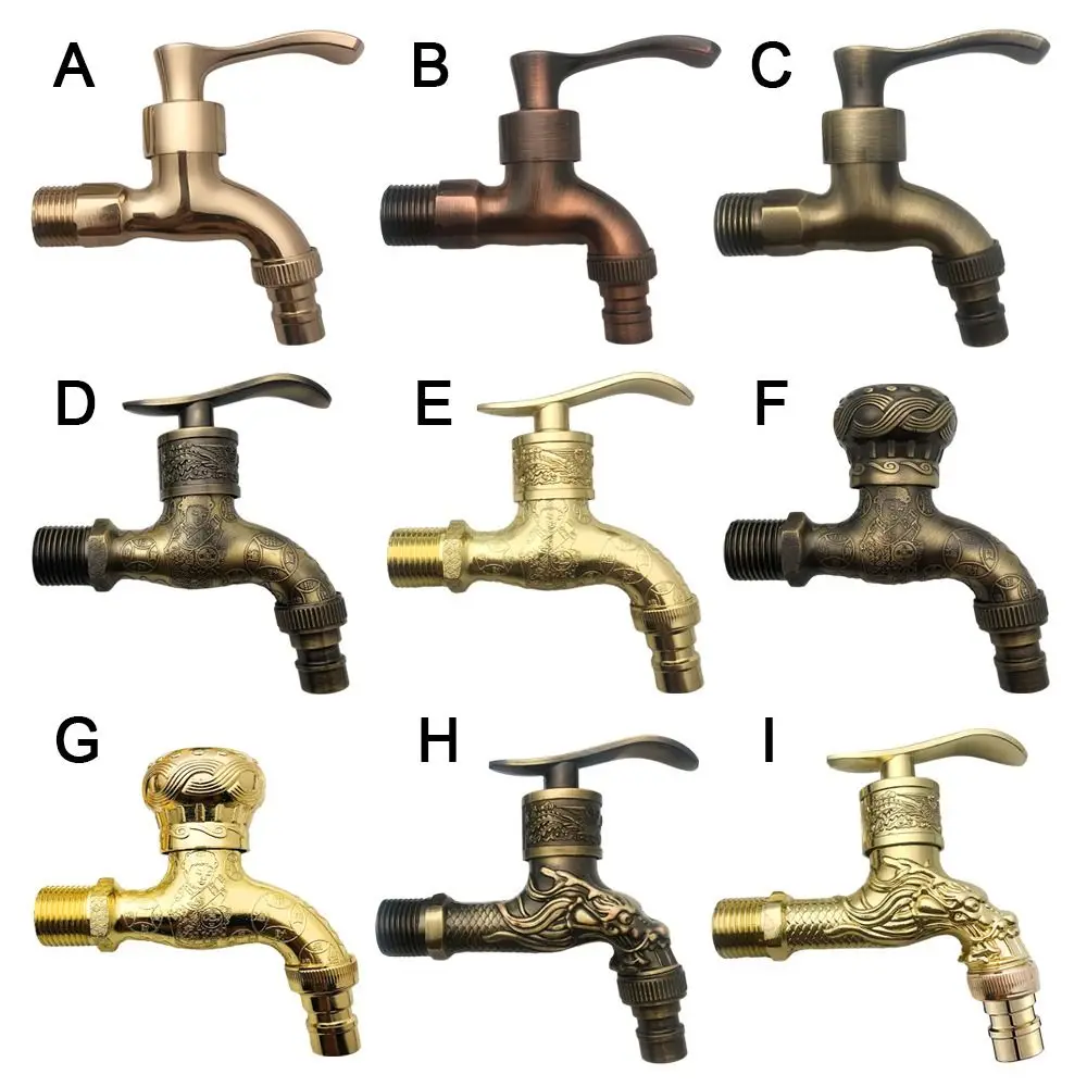 Antique Dragon Carved Water Taps Garden Faucet Bibcock Washing Machine Outdoor Mop Wash Basin Vintage Style garden bibcocks bathroom faucet washing machine faucet water tap faucet
