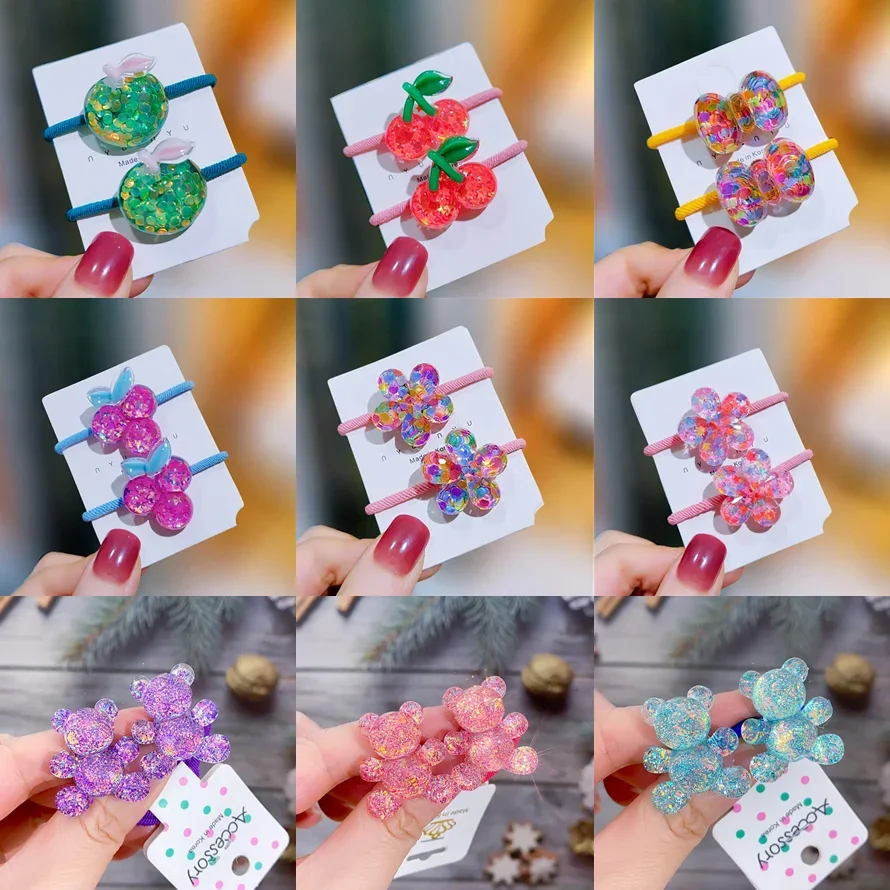 

Korean Kids Sequins Floral Elastic Hair Bands Rubber Band Hair Tie Princess Kawaii Hair Rope Headwear Girls Hair Accessories