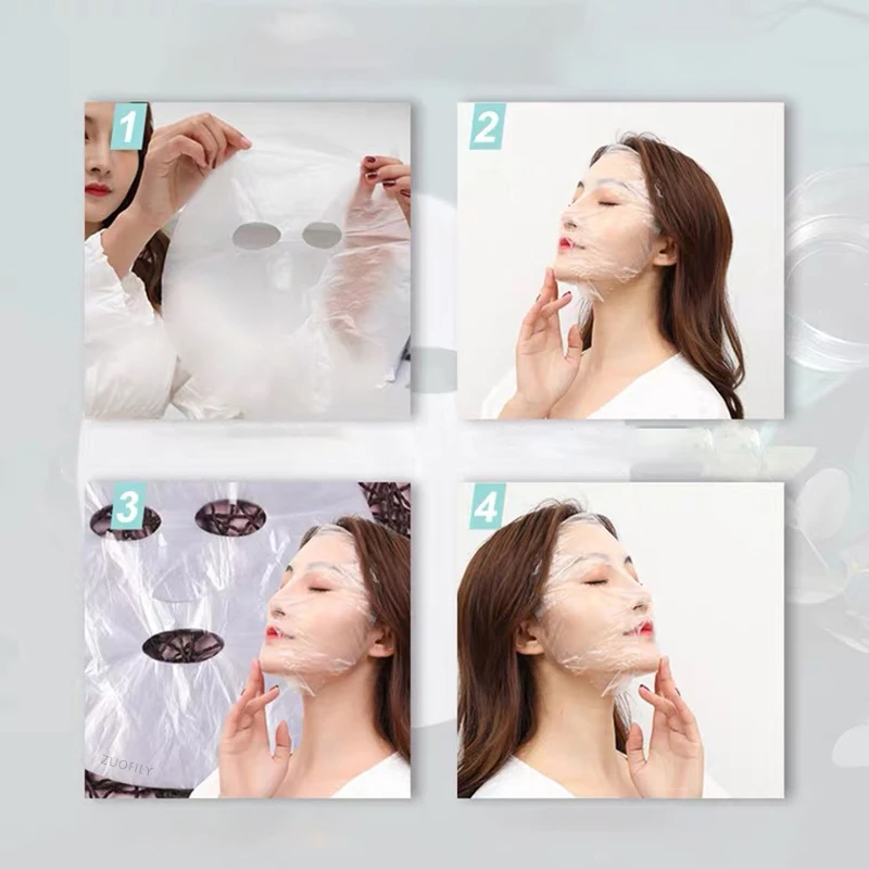 Disposable Face Plastic Film Full Face Cleaner Mask Neck Stickers Paper Transparent PE Masks Wrap Facial Beauty Healthy Tool 4