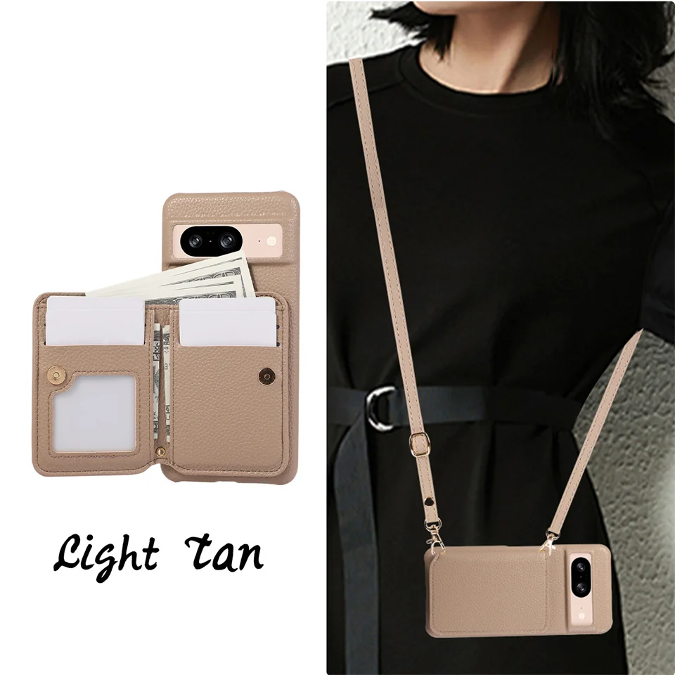 

Crossbody Wallet Phone Case for Google Pixel 8A 7 Pro 7A 6A Leather Cover with Card Slot Holder Adjustable Shoulder Strap bag