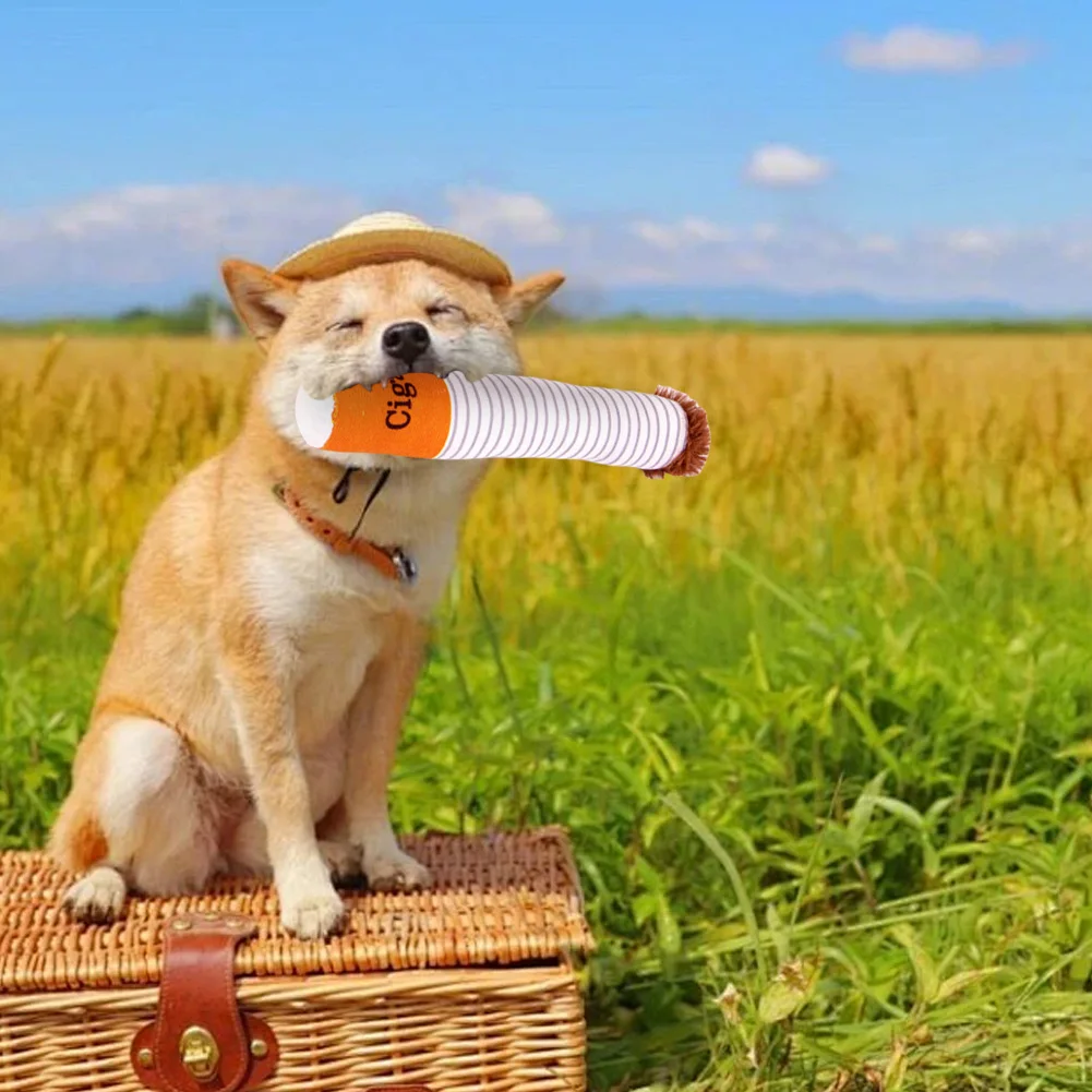 Funny Cigarettes Dog Toy Imitation Cigar Chew Toy Interactive Plush Dog Chew Toy Funny Stuffed Dog Toys Novelty for Chewing 5