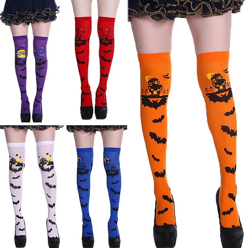 Calzini Al Ginocchio Di Halloween Bat Spider Web Bloody Stocking Ball Makeup Costume Happy Halloween Day Ghost Festival Party Decors