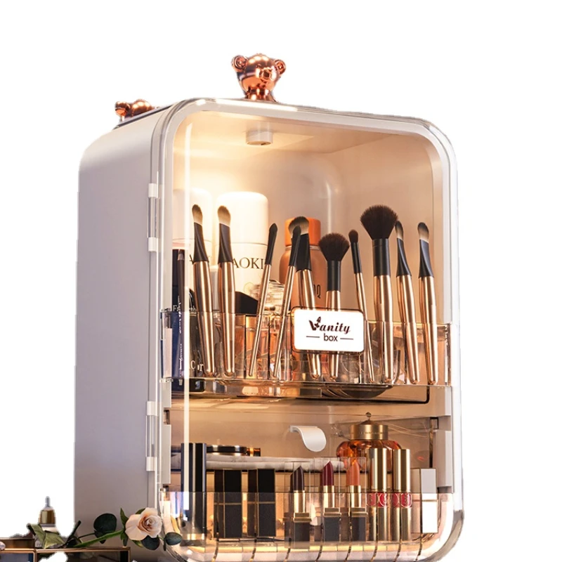

HXL Cosmetics Storage Box Desktop Dustproof Large Capacity Storage Box Dressing Table Storage Rack