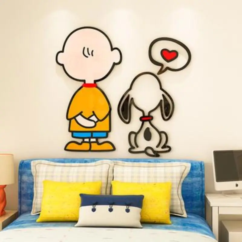 

3D Snoopy Children's Room Wall Decoration Cute Cartoon Cartoon Wall Sticker Boy Room Bedroom Bedside Snoopy Birthday Gift