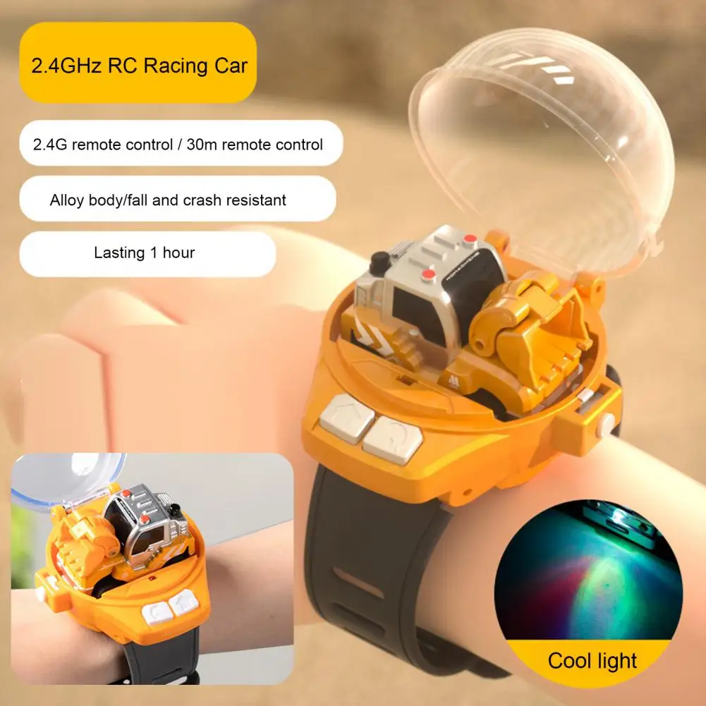 2.4GHz RC Mini Racing Vehicle Wrist Toy USB Rechargeable Adjustable Strap Kids Watch Remote Control Car with LED Light Gift 4