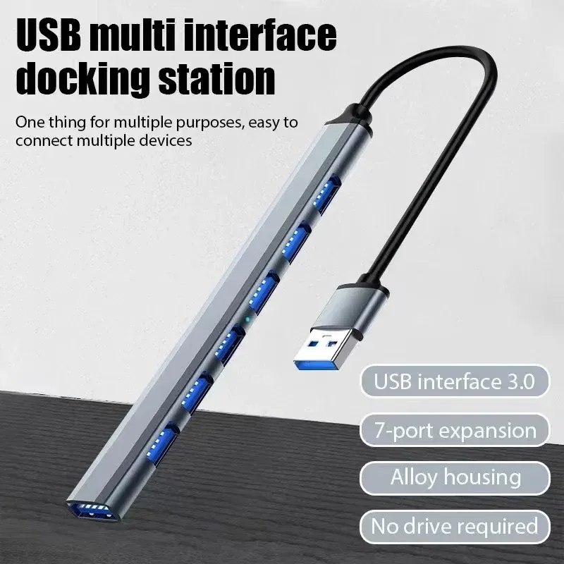 Seven Ports USB Three Zero Type C HUB High Speed OTG Adapter for Laptop Hard Drive Mouse Keyboard