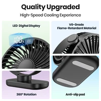 TOPK K60C 5000mAh Portable Mini Fan,Standing Fans for Room,LED Display 360°Rotation Quiet Personal Desk Electric Fan for Campin 2