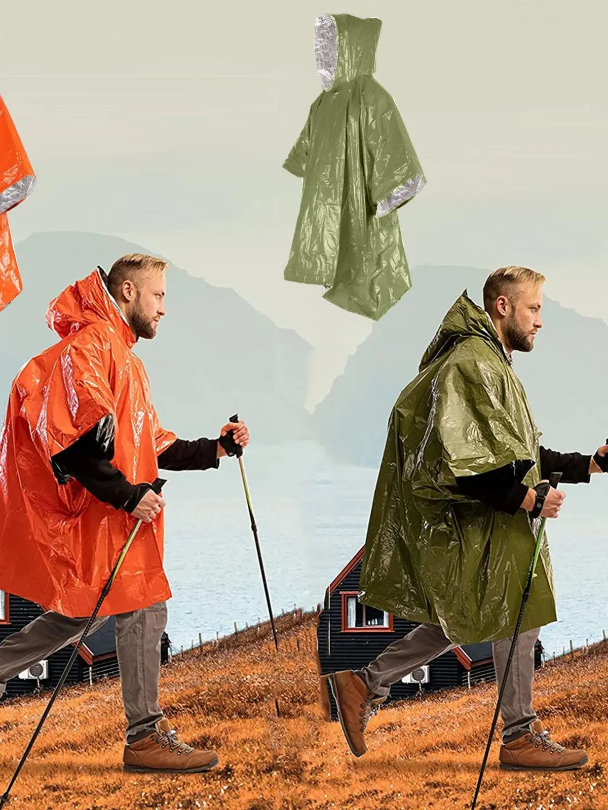 3 In 1 Outdoor Military Raincoat Hooded Sleeve Waterproof Rain Poncho Motorcycle Rain Cover Camping Hiking Travel Rainwear Tent raincoat poncho