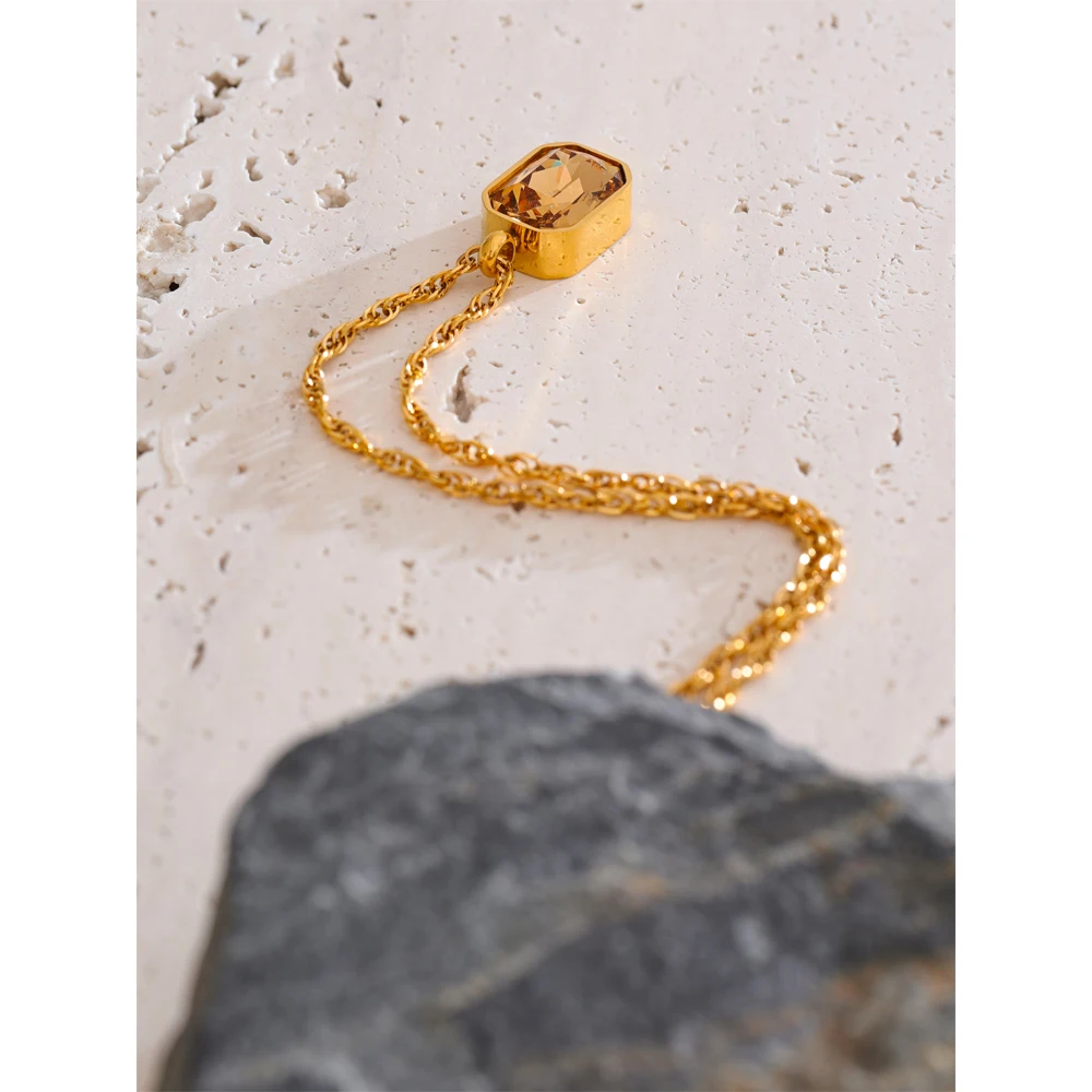 Yhpup Pendant Necklace Brand Stainless Steel Chain Collar Luxury