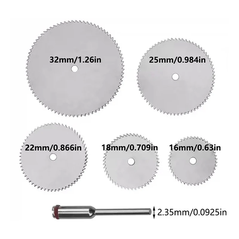 

6Pcs/set Stainless Steel Slice Metal Cutting Disc With 1 Mandre For Rotary Tools 16 18 22 25 32mm Cutting Disc Hand Tools