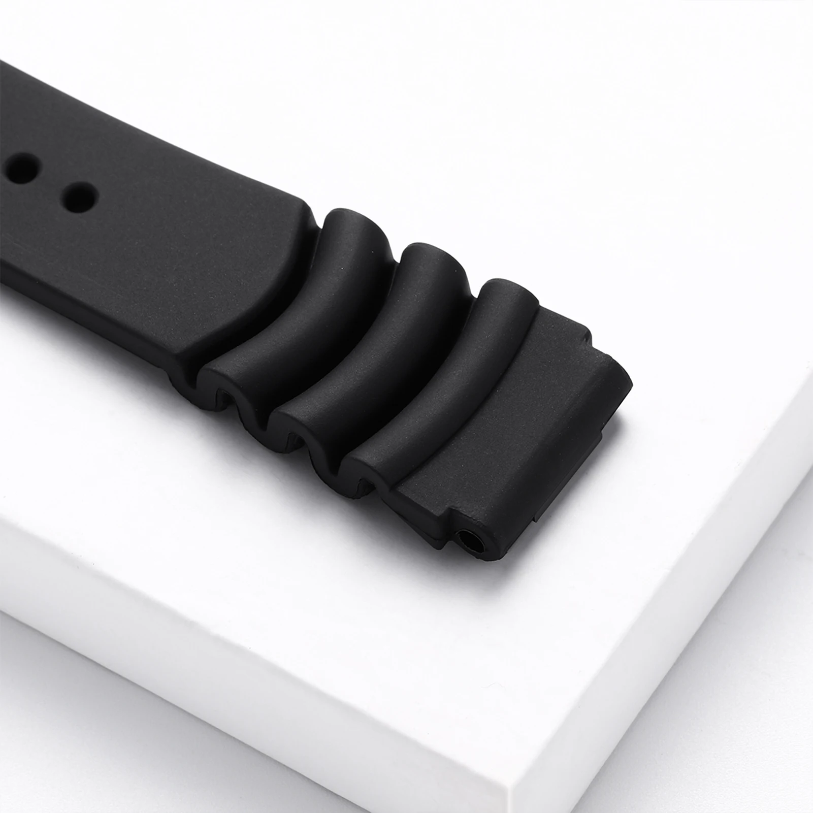 Premium Soft Rubber Watchband with Stainless Steel Buckle - Durable Strap