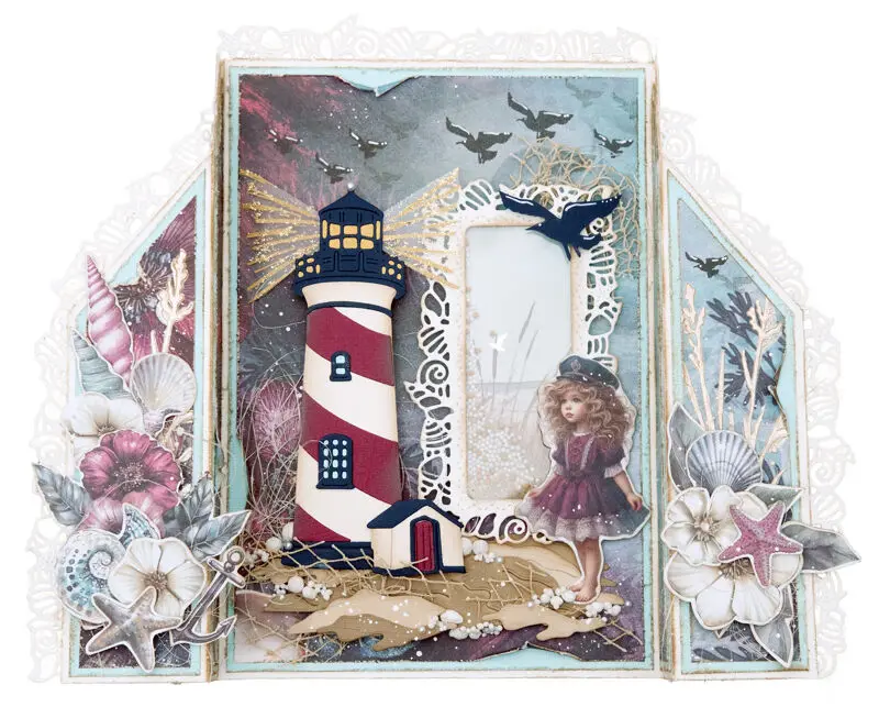 Sea Lighthouse Shell Hope Blister Metal Cutting Die Silicone Stamp Scrapbook Stencil Photo Album DIY Paper Embossing