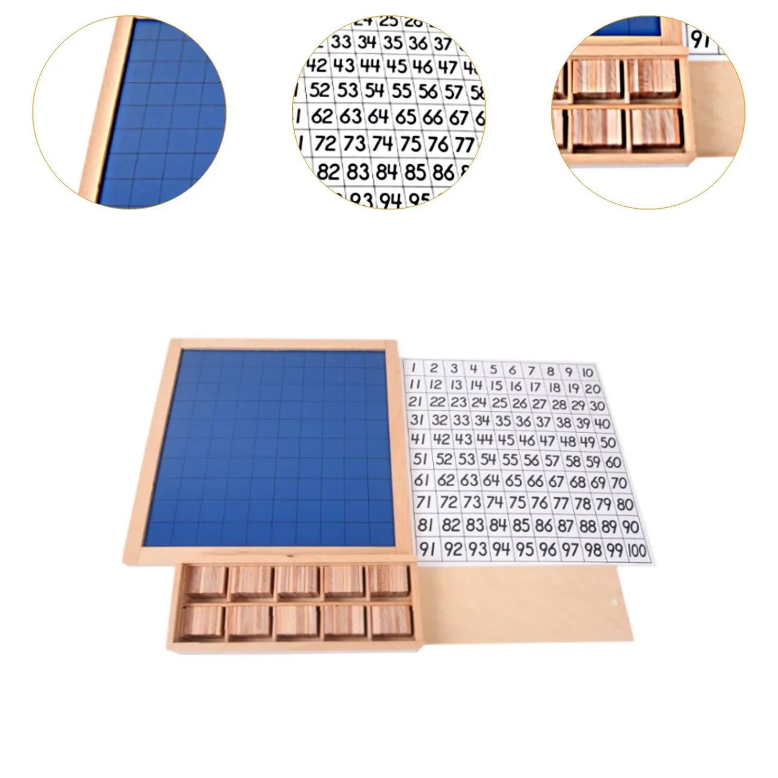 Wooden Math Board 1-100 Montessori Toy Wooden Toy Hundred Board Educational Game for Teacher Supplies Birthday Gift Children