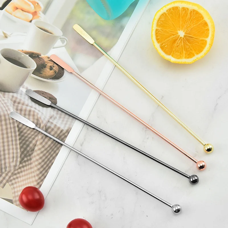 Stainless Steel Cocktail Drink Mixer 1PC Bar Stirring Mixing Sticks Muddler Ladle Stirrer Swizzle Sticks Coffee Stirring