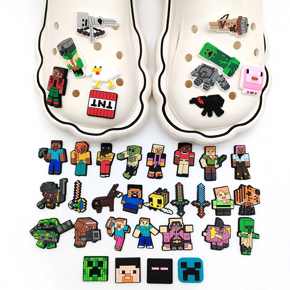  Hot Toys Cartoon Anime Minecraft Series Charm Decorations PVC Shoe Accessories Buckle  Sandals Jibz Charms for  Gift 
