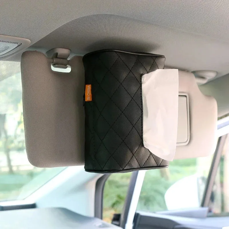 Car Tissue Holder Tissue Box Tissue Bag Solid Color Tissue Kit For Car