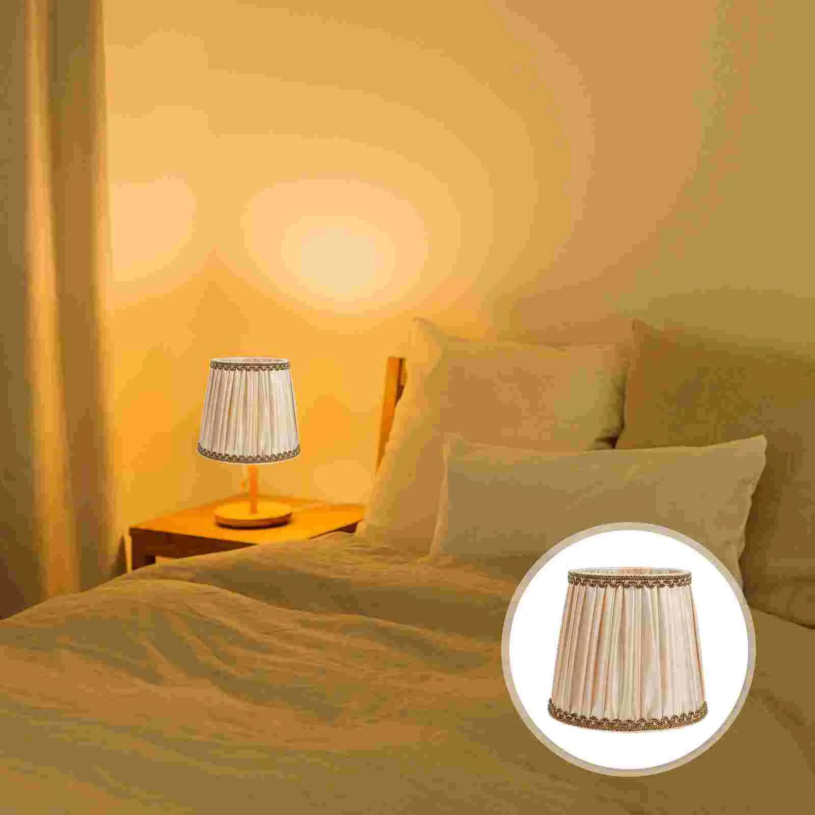

American Style Lampshade Retro Decor Light Bulb Barrel Chimney Pleated Lace Table Protector