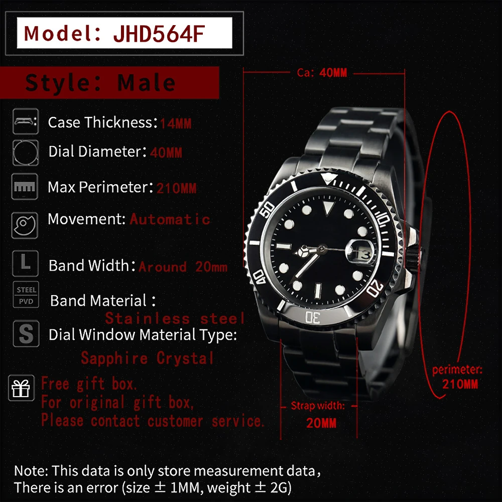 2022 Fashion New 40mm Men's Leisure Sports Sapphire Mirror Stainless Steel Material Waterproof Automatic Mechanical Watch