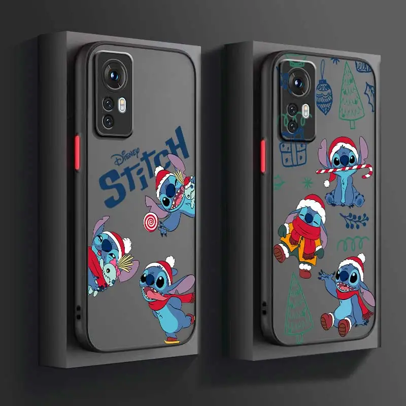 

Christmas Disney Stitch Cartoon For Xiaomi Mi 13 12 12T 11T 11 11i 10T 10 9T Pro Lite Ultra 5G Frosted Translucent Phone Case