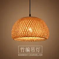 Bamboo Lantern Pendant Lamp Natural Rattan Wicker E27 LED Chandeliers Hand-Woven Lampshades Lighting Fixture Hanging Light 1