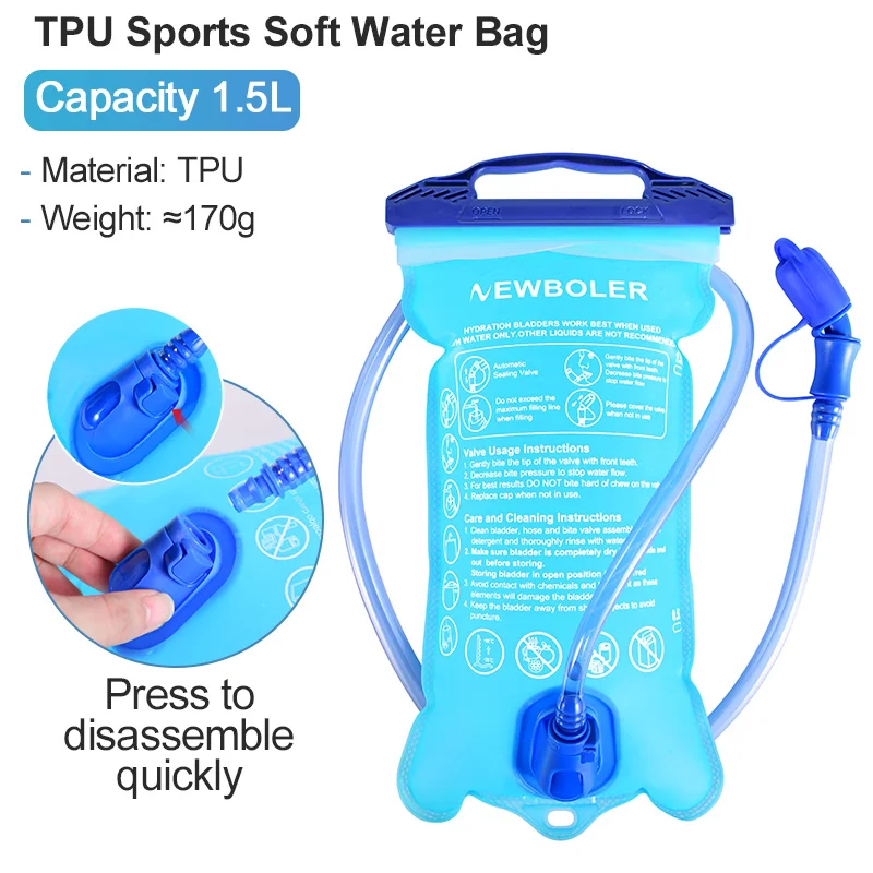 NEWBOLER BPA-Free Hydration Pack Water Reservoir Bag - 2L/3L Capacity