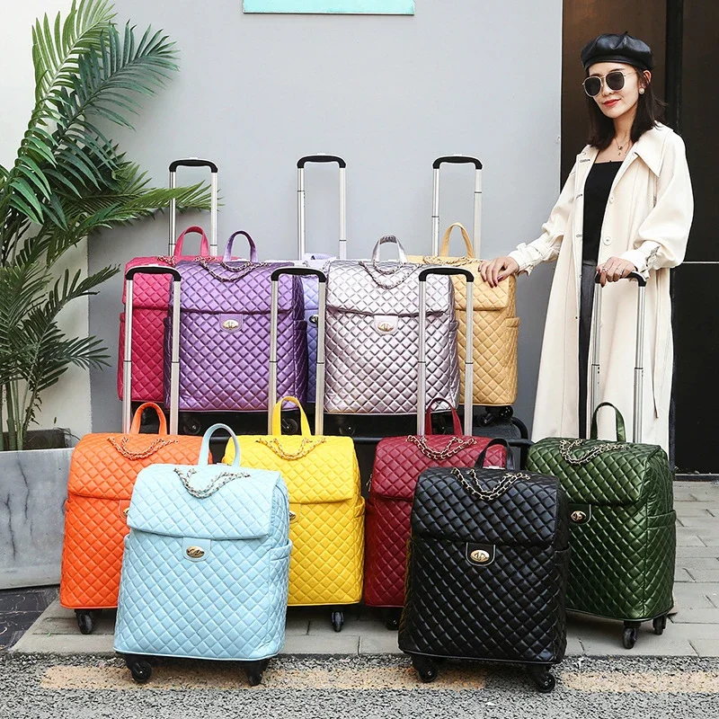 

New Arrival Travel Rolling Bag Women PU Baggage Bags Fashion Wheeled Luggage Case Cabin Trolley On Wheels Trunk Package Suitcase