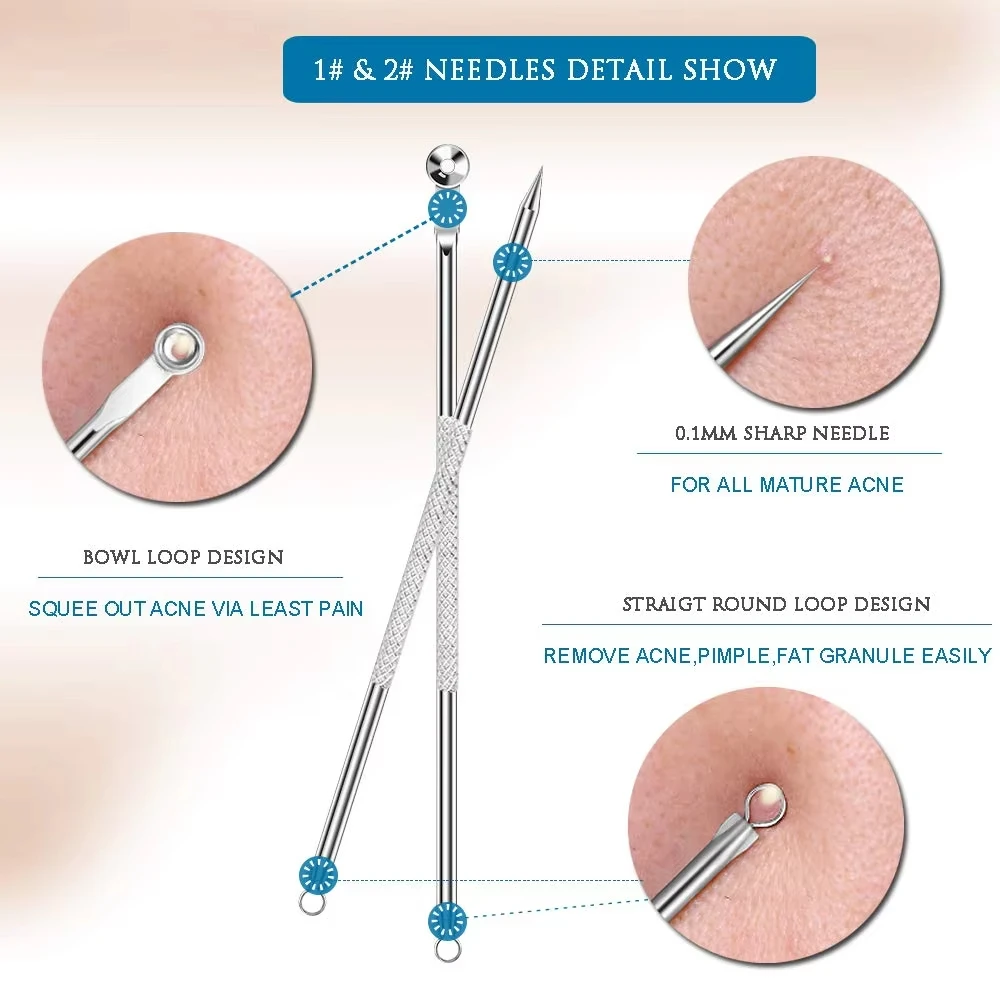 4Pcs Blackhead Remover Acne Needle Facial Cleansing Acne Extractor Remove Blackhead Pores Cleaning Tools 3
