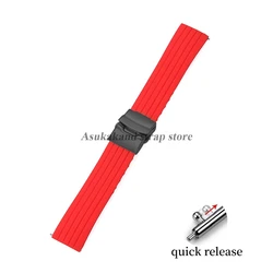 Silicone Quick Release Diving Sport Watchband with Metal Buckle - 22mm (Red - Black)