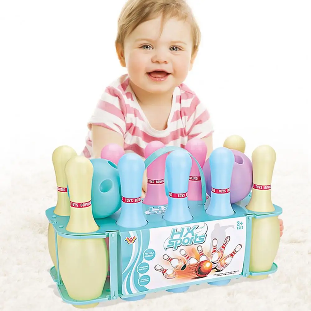 

Children Bowling Game Eco-friendly Kids Bowling Set Vibrant Color Toy Pins for Parent-child Interaction Cartoon Sticker Fun
