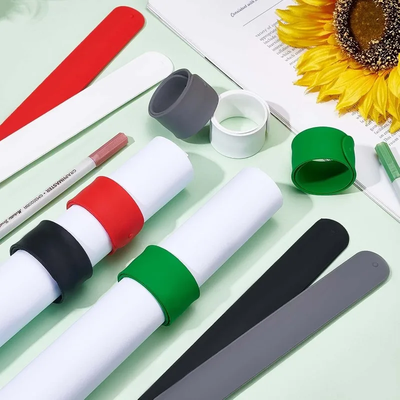 10 Pcs 5 Colors Silicone Covered Metal Strips 8-1/2" in Length Silicone Flip Wraps Poster Holder Wrapping Paper Holder