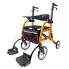Free shipping Transport Rollator Rolling Walker Combo with Hand Activated Brakes and Back Support 5