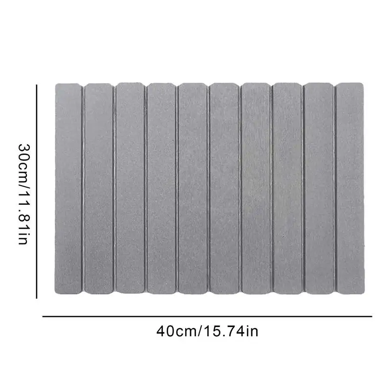 Tappetino Da Bagno In Pietra Di Diatomee, Asciugatura Rapida, 59,7x39,1 Cm, Antiscivolo, Pieghevole, Grigio Chiaro, Anche Per Cucina E Piatti
