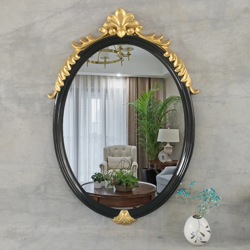 

Antique Bathroom Wall Mirror Oval Vintage Vanity Bathroom Mirror Aesthetic Designed Espelho Redondo Shower Accessories CC50BM