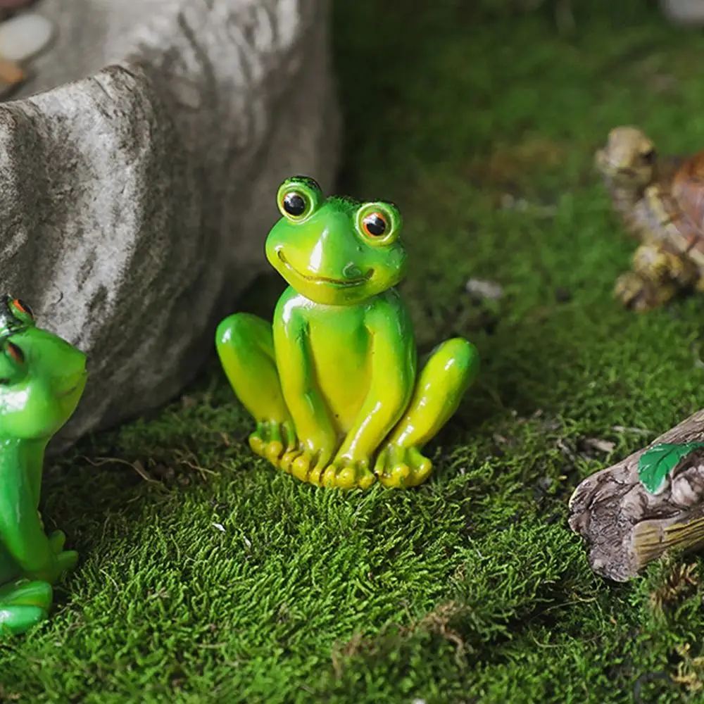 

Resin Frog Figurines Animal Statue Mini Cartoon Garden Frog Ornament Green Realistic Micro Landscape Decoration Home Decoration