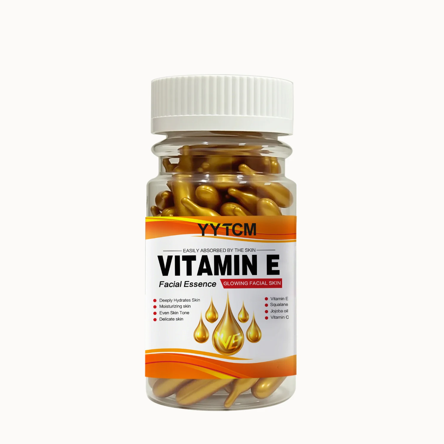 Deep Moisturizing Vitamin E Essence Capsules with Plant Squalane and Vitamin C for Hydrated, Smooth, and Radiant Skin
