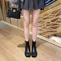 Retro Split Toe Ankle Boots Woman Shiny&Matte Leather Shoes Tabi Ninja Chelsea Botas Mujer Low Heels Trotters Booties Winter - Image 5