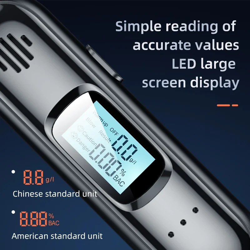 Etilometro Portatile Professionale Ricaricabile - Alcohol Tester Con Display LCD, Certificato
