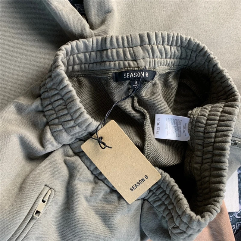 Good Quality Season 6 Kanye West Fashion Blank Shorts Men 1:1 Zipper Pockets Terry Cotton Solid Ye Women Breeches Sweat Shorts 5