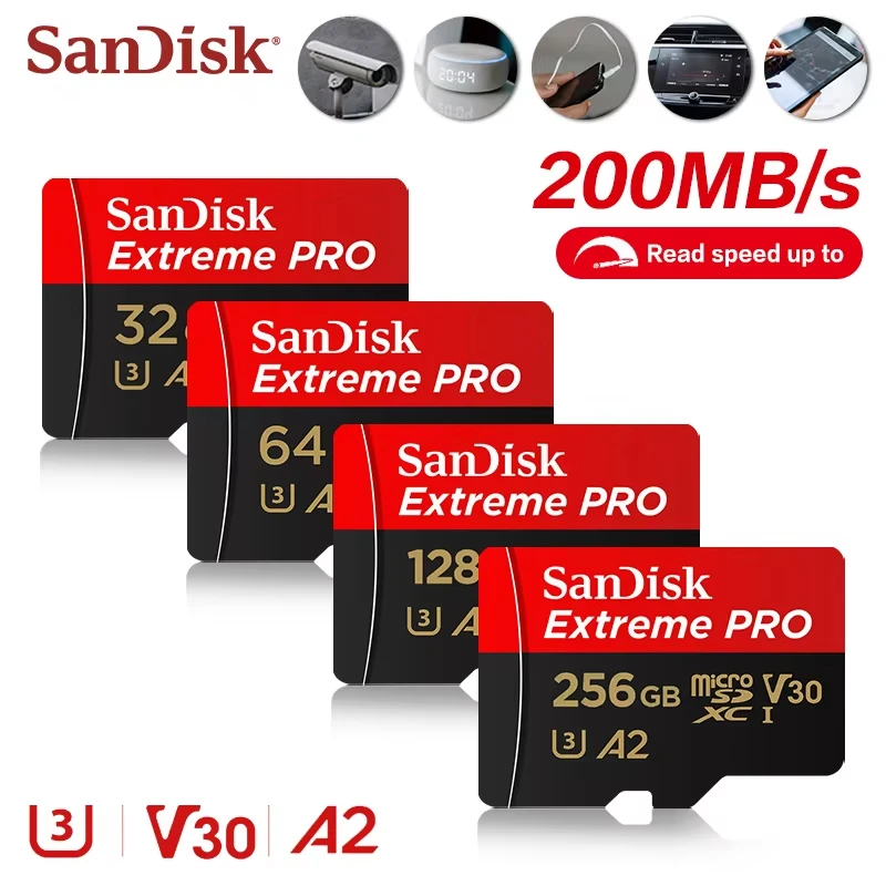 익스트림 산디스크 프로 마이크로 SD 카드 128GB 64GB 32GB 512GB 256GB 400GB 마이크로 SD 1TB 플래시 메모리 카드 SD U3 4K V30 마이크로SD TF 카드
