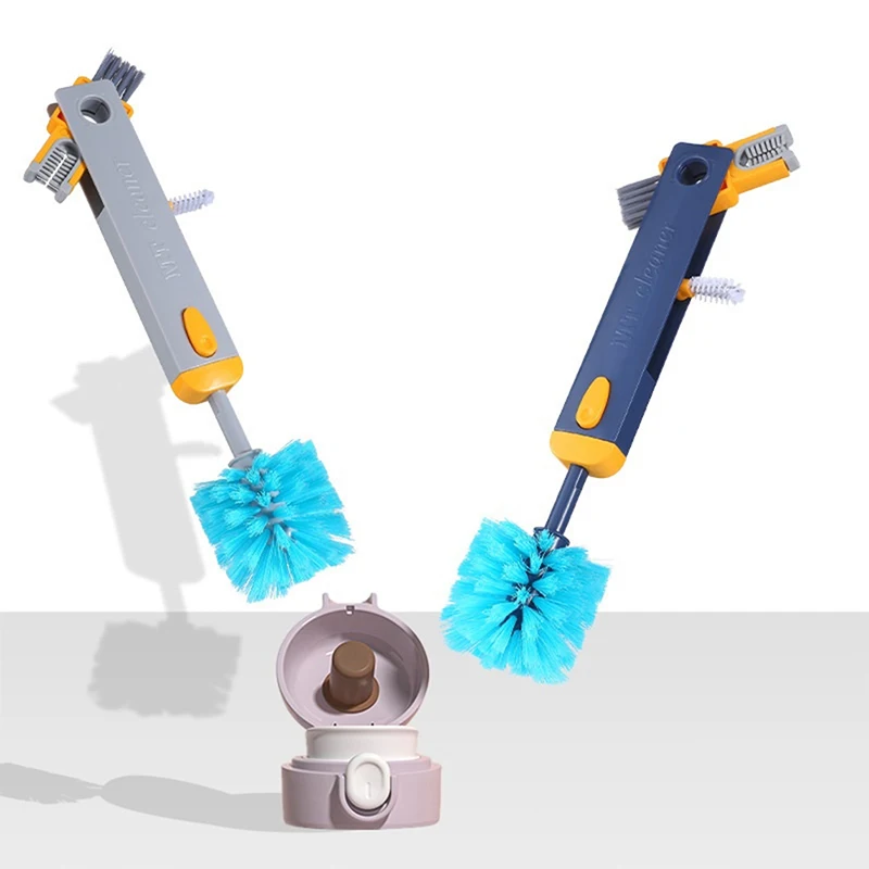 

4 In 1 Bottle Gap Cleaner Brush Multifunctional Cup Brush Long Handle Brush No Dead-end Cleaning Brush Kitchen Cleaning Tools