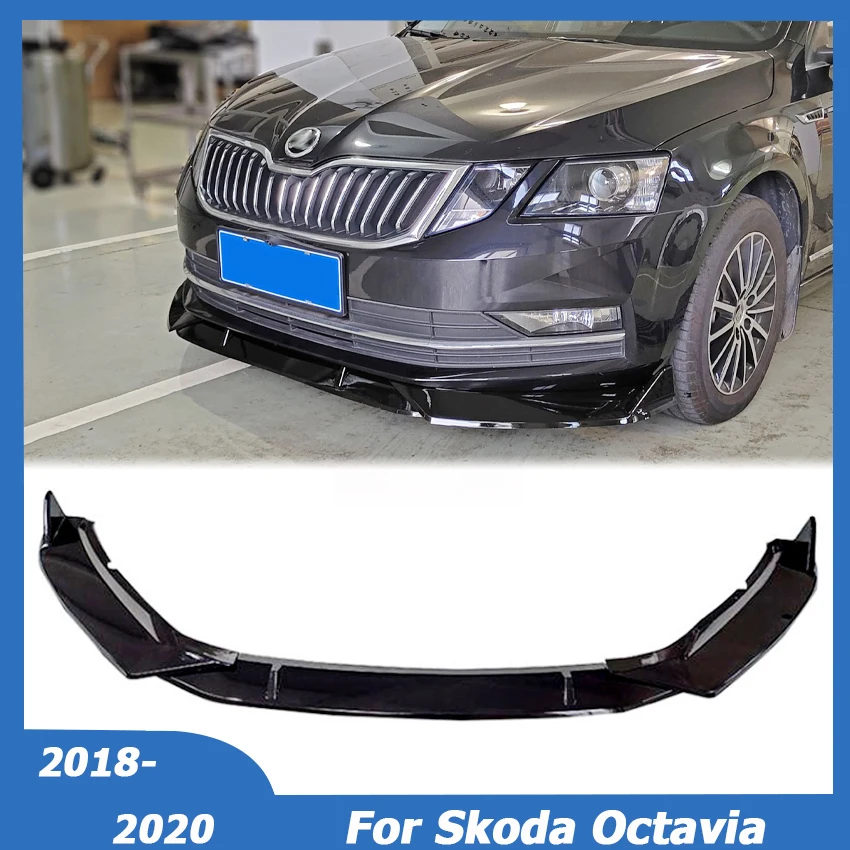 

3PCS For Skoda Octavia 2018 2019 2020 Front Bumper Lip Spoiler Cover Side Splitters Body Kit Deflector Guards Car Accessories