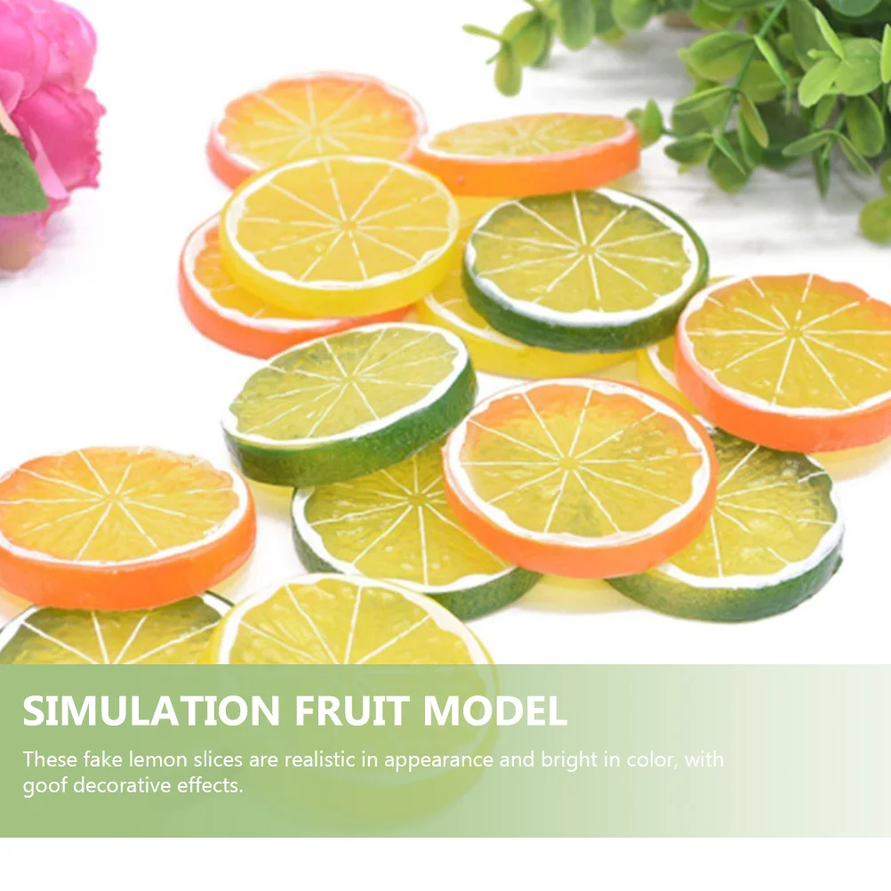 

24 Pcs Decorations Imitation Lemon Slice Garland Artificial Vegetables Fruits Pvc Plastic Fake Slices