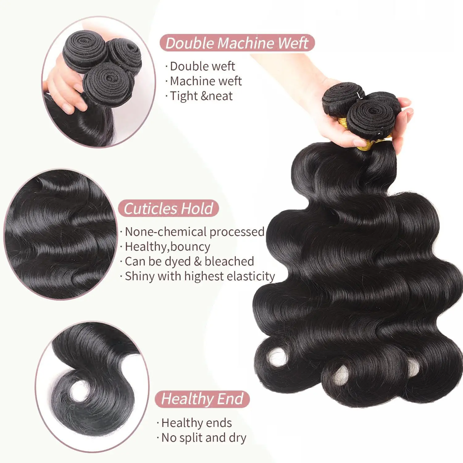 Body Wave 3 Bundles with Frontal Human Hair Natural Black Color 3 Bundles with 13x4 HD Lace Frontal Brazilian Virgin Human Hair 2