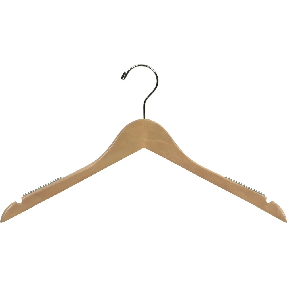 

Natural Wood Top Hanger with Non-Slip Shoulder Grips,Clothes Horse,Hanger, Tenderos to Hang Clothes,Hangers for Clothes, 50 Pack