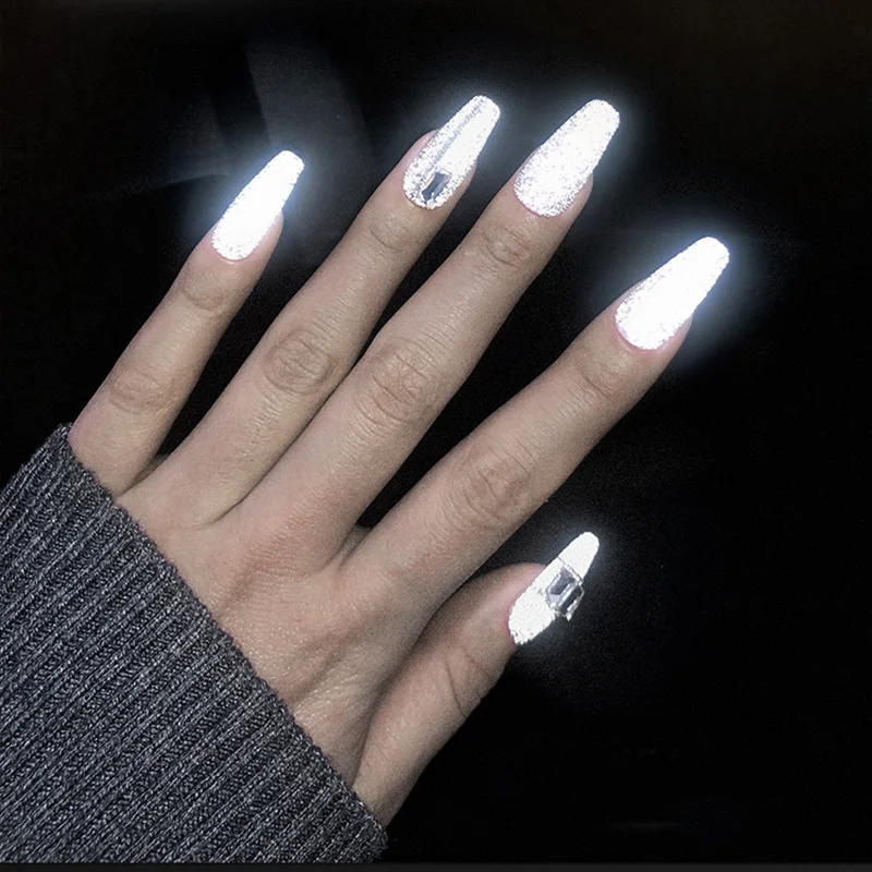 1Pc Reflective Nail Glitter Powder Crystal Rhinestones Sequins Chrome Pigment Dust Iridescent Glass Micro Drill Nail Powder