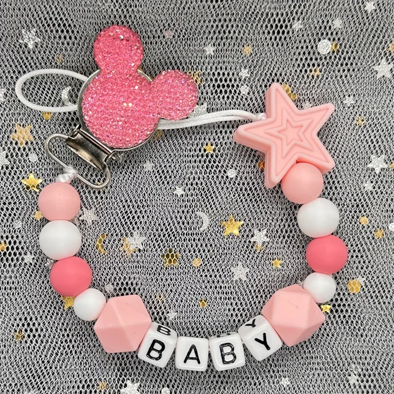 Baby teether handmade personalized name pacifier clips holder chains silicone pacifier chain clips baby teething chain gift pacifier clip pacifier chain pacifier accessories