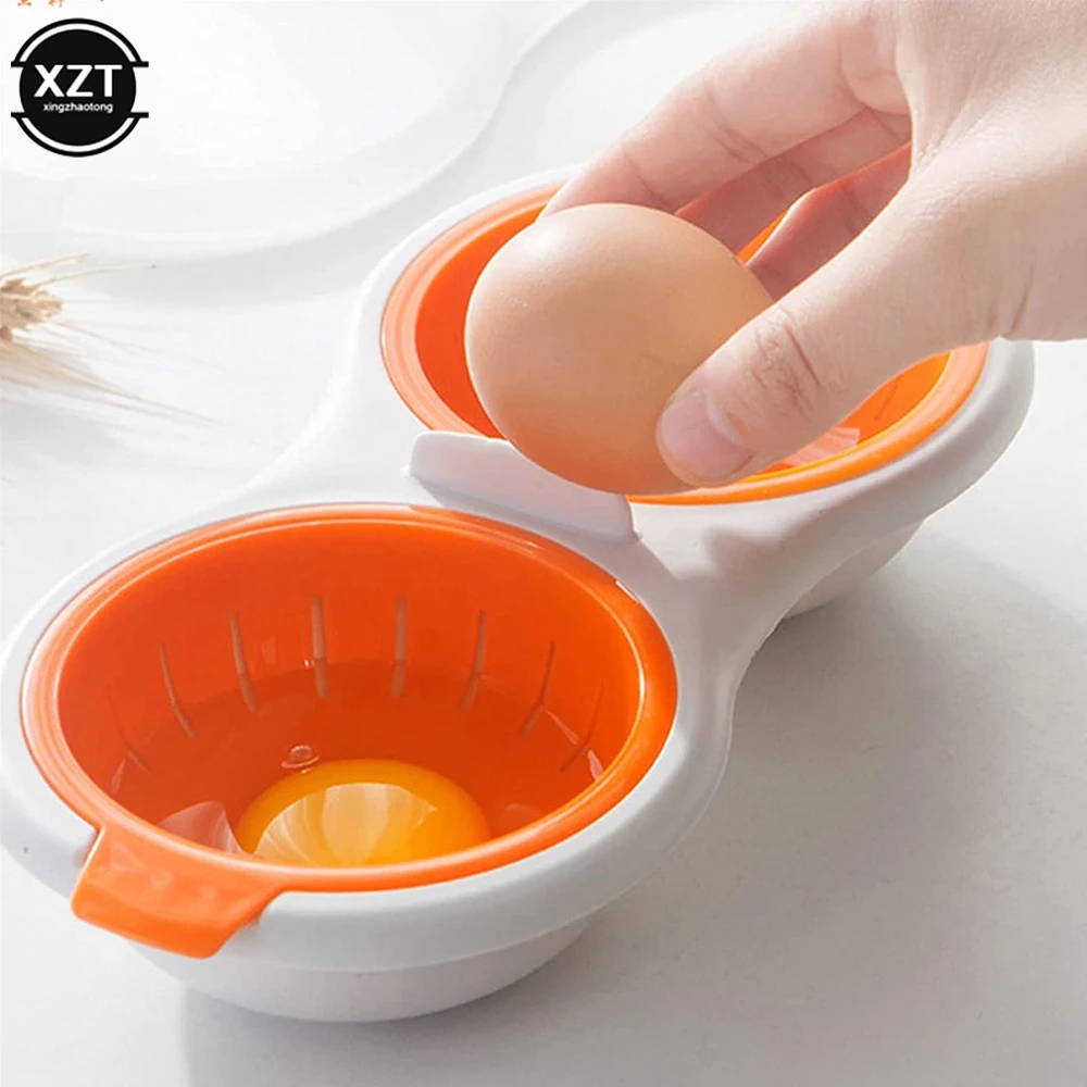 Description Picture 3 of itemMicrowave Eggs Poacher Round Draining Double Cup Egg Boiler Food Grade Kitchen Tableware Steam Egg Bowl Egg Cooker Cooking Tools